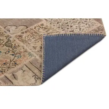 

Handmade Beige Vintage Overdyed Patchwork Area Rug 160x233 Cm-5'3''X7'8''