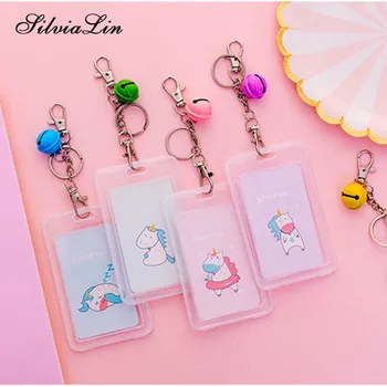 

5pcs Women Credit Card Holder Bag Cartoon Cute Cactus Student Card Cover Bag Bank Bus ID Bank Fruit Plant Cover Case Keychain