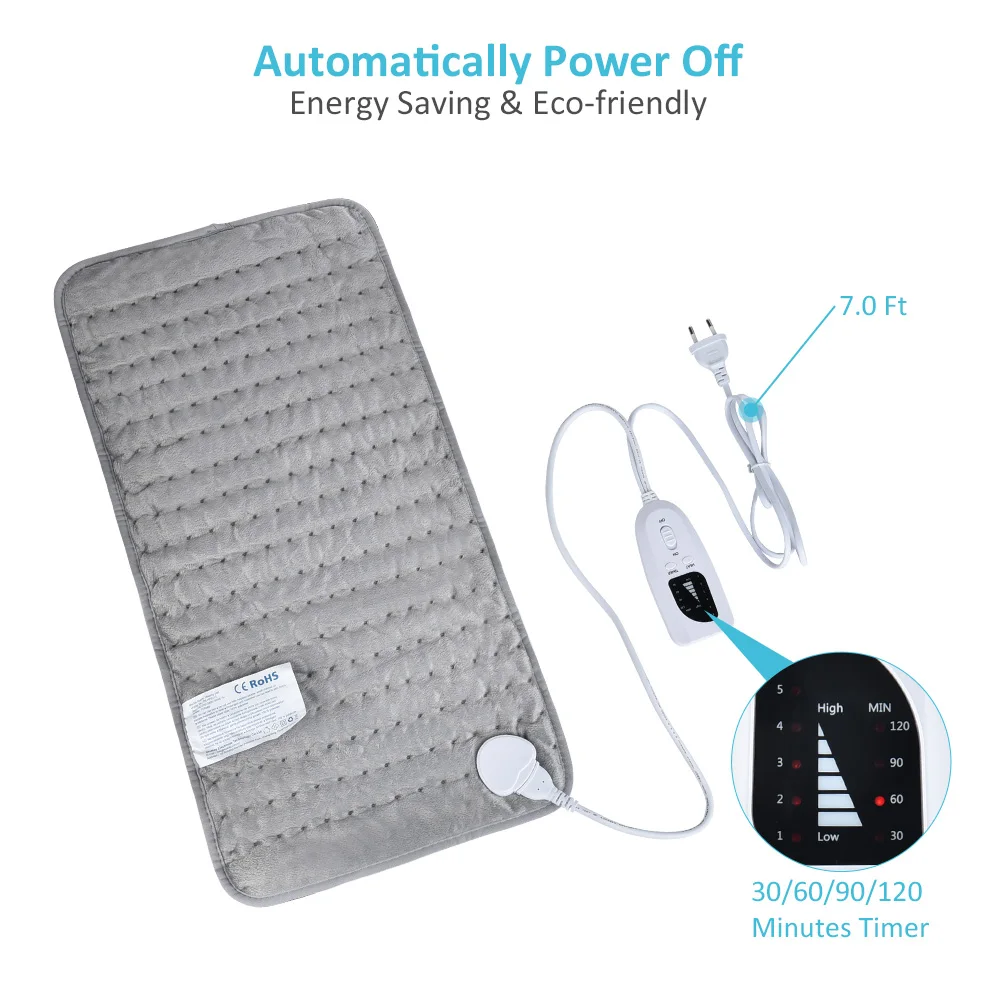 60x30cm EU/US Electric Heating Pad Washable Washable Blanket Therapy Heating Pad for Shoulder Neck Back Warming Products