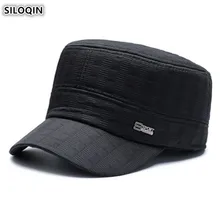 SILOQIN мужская плоская теплая зимняя шапка с наушниками армейские военные шапки мужские с регулируемой головой Размер модные бренды шапка мужская шляпа новинка