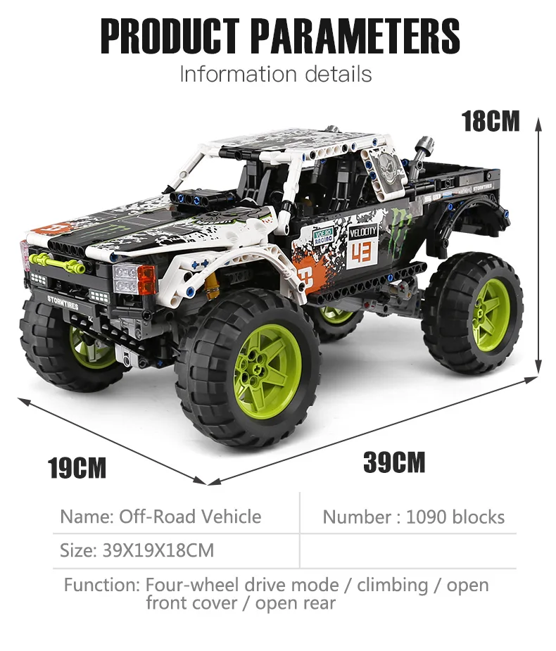 Technic series 4X4 внедорожные модели Vehile, игрушки, строительные блоки, набор блоков, классический автомобиль, совместимый 42099, Детский Рождественский подарок