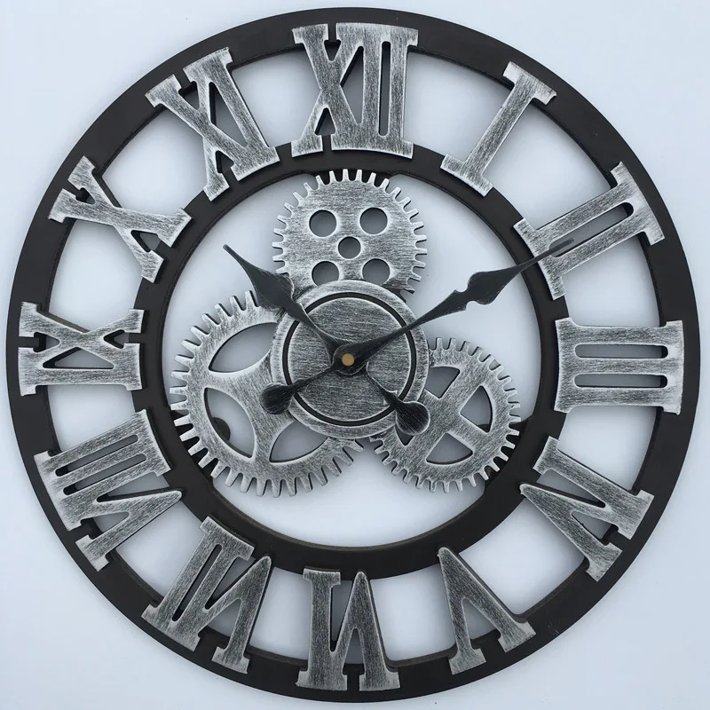 

Handmade Oversized 3D Wall Clock Retro Rustic Decorative Luxury Art Big Gear Wooden Large WallClock on The Wall 30cm ShabbyChic