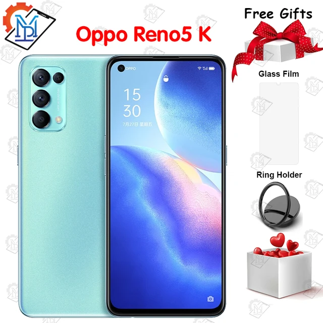 Oryginalny telefon komórkowy OPPO Reno5 K 5G 6.43 "8G + 128G Snapdragon 750G Android 11 64MP aparat 4300mAh 64W Super ładowarka Smartphone 1