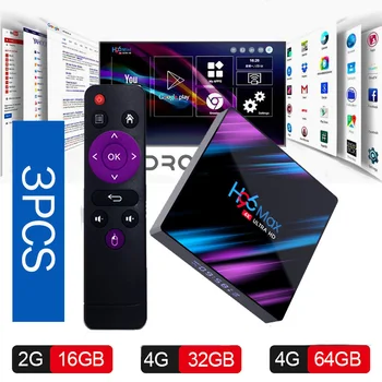 

3PCS H96 MAX RK3318 Smart Android TV Box 64GB Media player 4K Wifi Netflix Set top Box Media Player Youtube Android 9.0 tv box