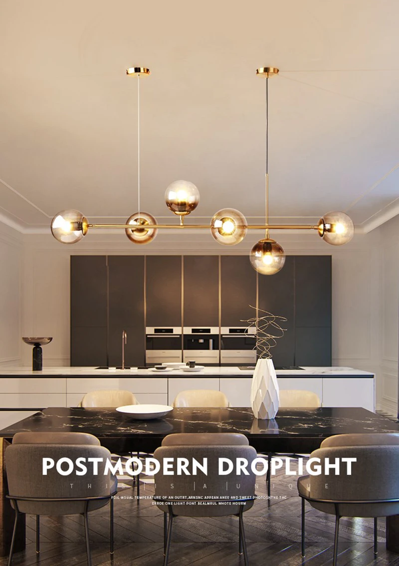 Designer de Ouro Nordic Preto Luxo Luzes Pingente Sala Estar Decoração Fumaça Cinza Vidro Lâmpada Quarto Luminárias 19 pingente lâmpada quarto luminárias