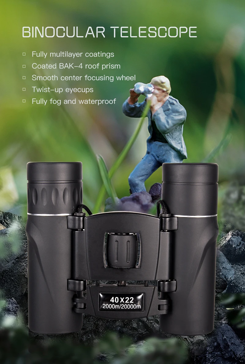 40x22 HD Compact Folding Travel Mini Binoculars Opera Glasses Mini telescope For Hunting Travel