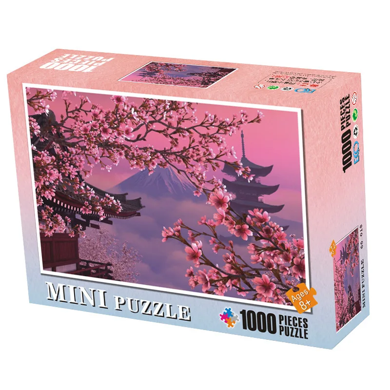 Головоломки с картинкой головоломки 1000 штук Мини Деревянные сборки головоломки игрушки для взрослых детей развивающие игры игрушки - Цвет: Cherry blossom