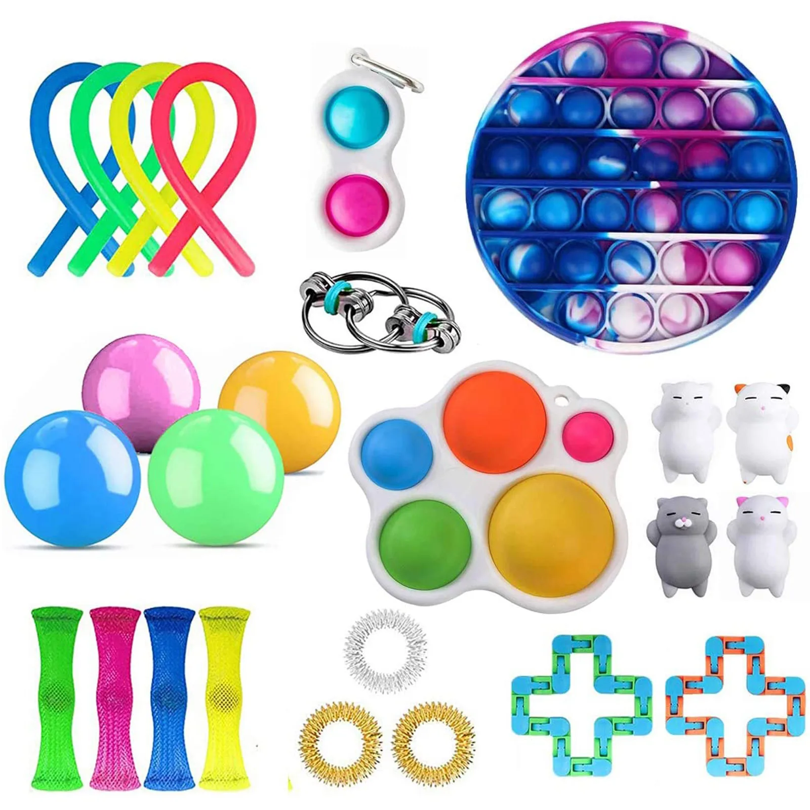 Fidget Toys Set Anti Stress Push Box Strings Marble Relief Gift Adults