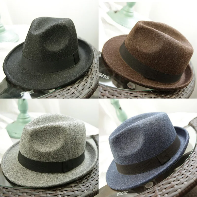 Men Felt Hat Winter Hat Men Imitation Woolen Classic British Autumn Jazz Streetwear Felt Hats For Men