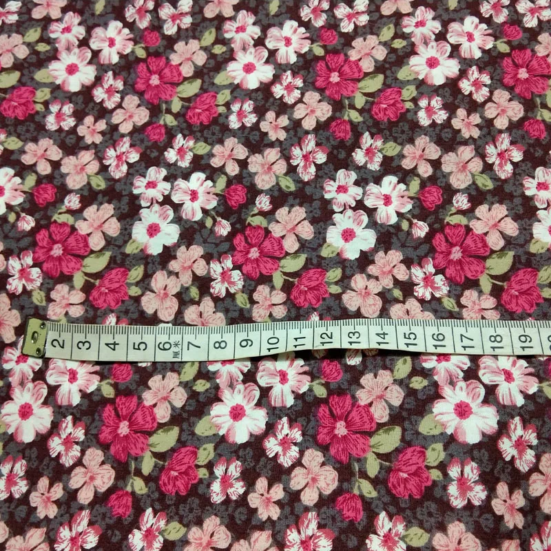 Королевский Коричневый цветной цветочный принт, хлопок, поплин, ткань 50x145 см, ткань в стиле пэчворк для платья, вечерние, домашний декор