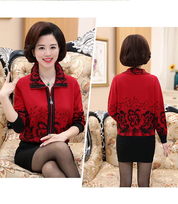 New 2020autumn winter mother blusa tricot middle-aged women knitting thick warm sweater female long sleeve cardigans S1203
