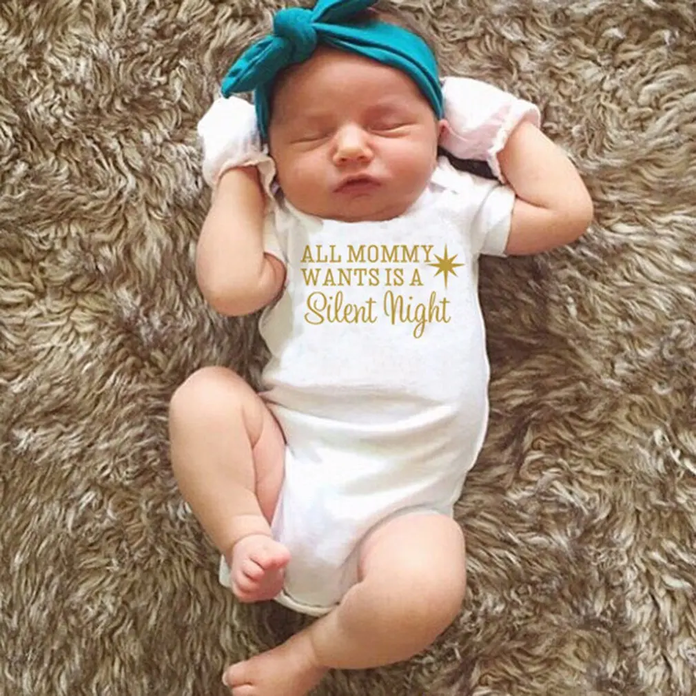 

Short Sleeve Baby Romper for Newborn Infant Boy Girl with Trendy Letters Print Pullover O-neck T-shirt Bodysuit Playsuit