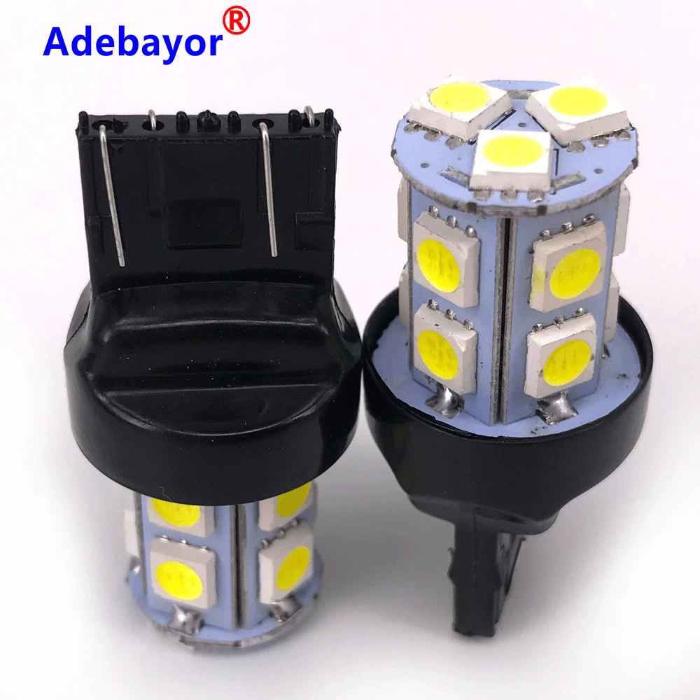 100 шт. большая акция T20 W21/5 W 7443 13 SMD 5050 светодиодный чистый белый автомобильный светильник, источник тормоза, стояночный обратный светильник, лампа DC12V