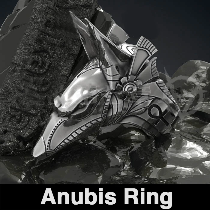 Stainless Steel Ring Finger Ring Animal Ring BEIER Stainless Steel Egypt Cross Anubis God Finger Rings For Men Punk Wolf Head Knuckle Ring Statement Retro Jewelry BR8-360