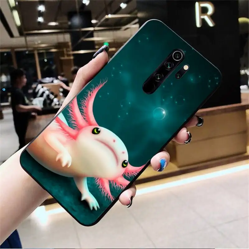 YJZFDYRM Cute Animal Axolotl Coque Shell Phone Case for Redmi Note 9 8 8T 8A 7 6 6A Go Pro Max Redmi 9 K20 xiaomi leather case cosmos blue Cases For Xiaomi