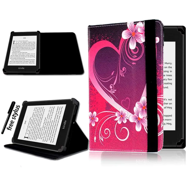 KK&LL для Amazon Kindle 4/5/7/8/9 Paperwhite 1/2/3/4/Kindle Fire HD 6 дюймов 4th/5th Gen Кожаная подставка для планшета Чехол-книжка чехол - Цвет: Love Heart