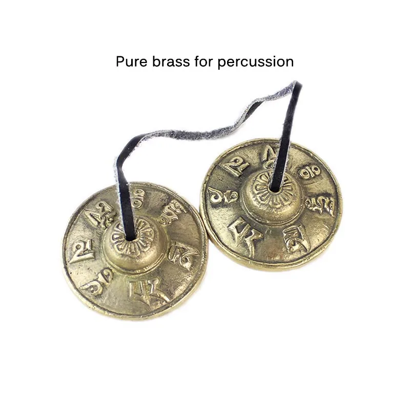 1 Pair Yoga Cymbal Bell Cymbals Brass Chimes Tibetan Buddhist Style Tingsha Meditation Yoga Accessory Instrument Cymbals Gift