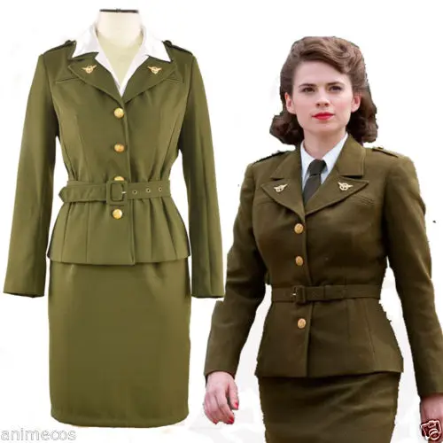 Handmade Size The First Avengers Captain America Agent Peggy Carter Cosplay Costume