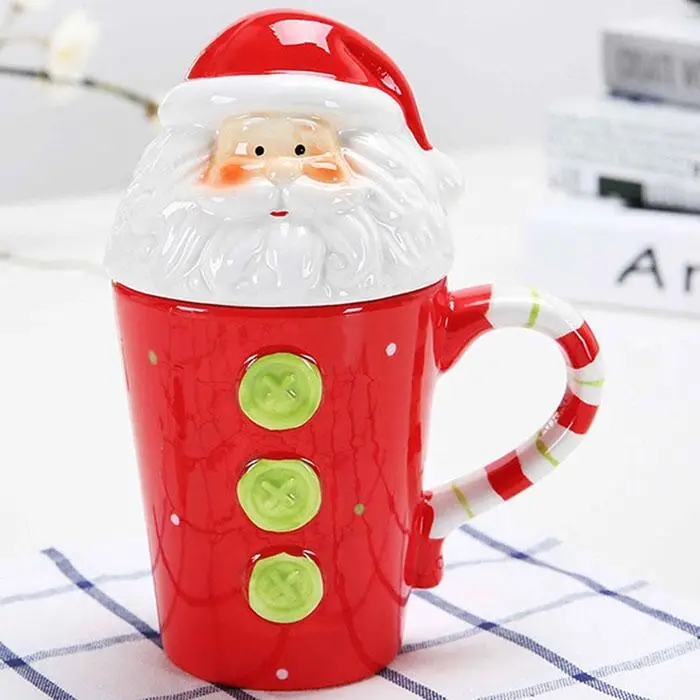 Durable Portable Cute Print Ceramics Mug With Lid, Not With Lid Cup Home 301-400ml Drinking Home, Office Cup