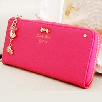 

Women BowKnot Leather Zip Clutch Wallet Lady Long Purse Bag Handbag Card Holder