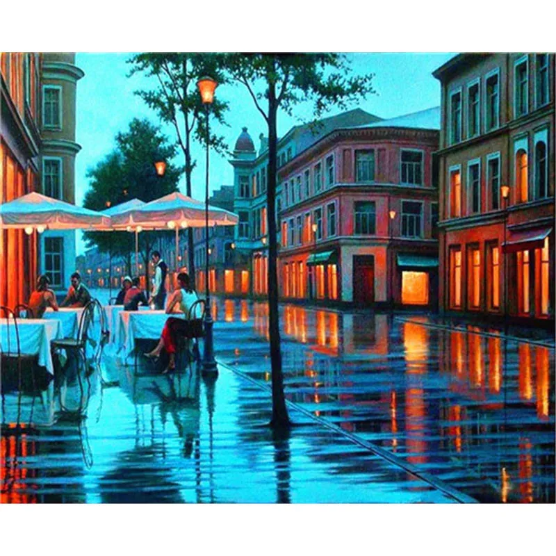 

BAISITE DIY Painting By Numbers Hand Painted Canvas City Street Modern Wall Picture Art For Living Room Home Decoration OTG6371