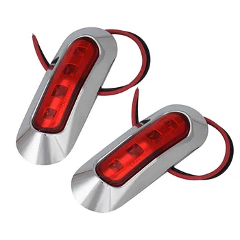 

2x 12v 24v Amber/Red 4-LED Side Marker Tail Light Lamp Clearance Trailer Truck Light Bulbs For The Car Accessories #Zer