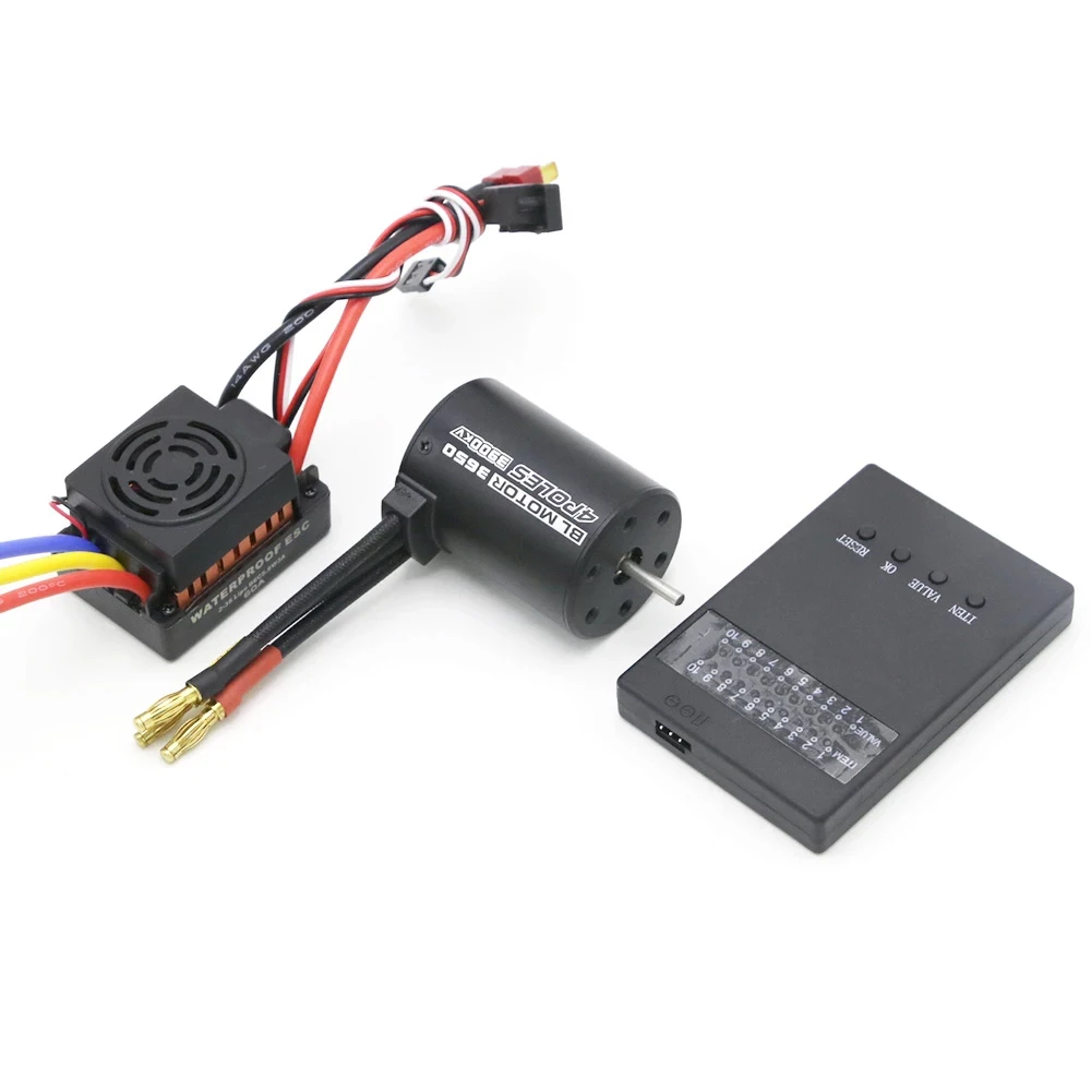 

Rc Waterproof 3650 3900KV RC Brushless Motor & 60A ESC & Programmer Card for 1/10 RC Car Truck Motor kit