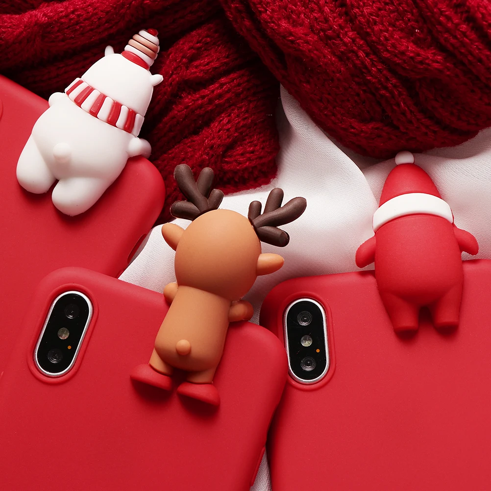 Рождественская мультяшная оболочка мобильного телефона, лось, снеговик, лось, медведь, Санта Клаус, подходит для iPhone6/6s/7/8/X/XR/11/11pro/11 promax