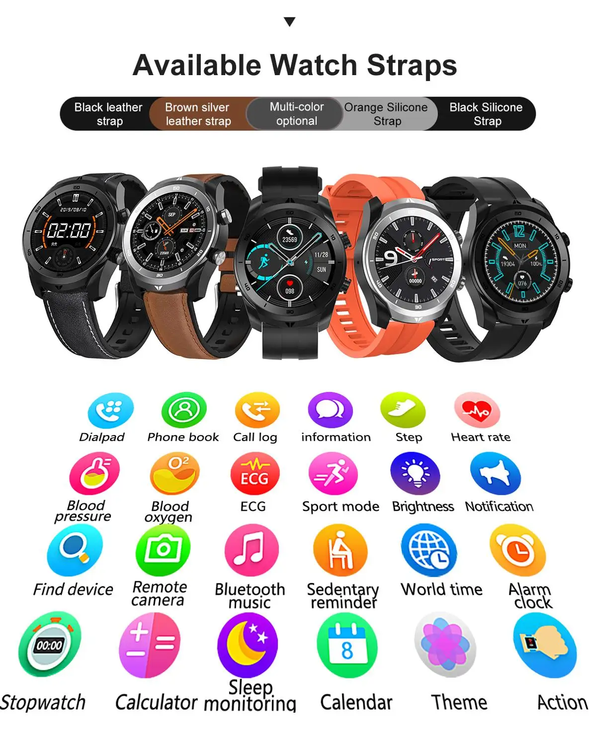 Смарт часы FocuSmart DT79 смарт с Bluetooth функцией звонков ЭКГ пульсометром артериальным