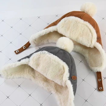 

Baby Children Lei Feng Hat Winter Boy Warm Hat Girl Deer Suede Earmuffs Baby Thickening Plush Cap Kids Beanies