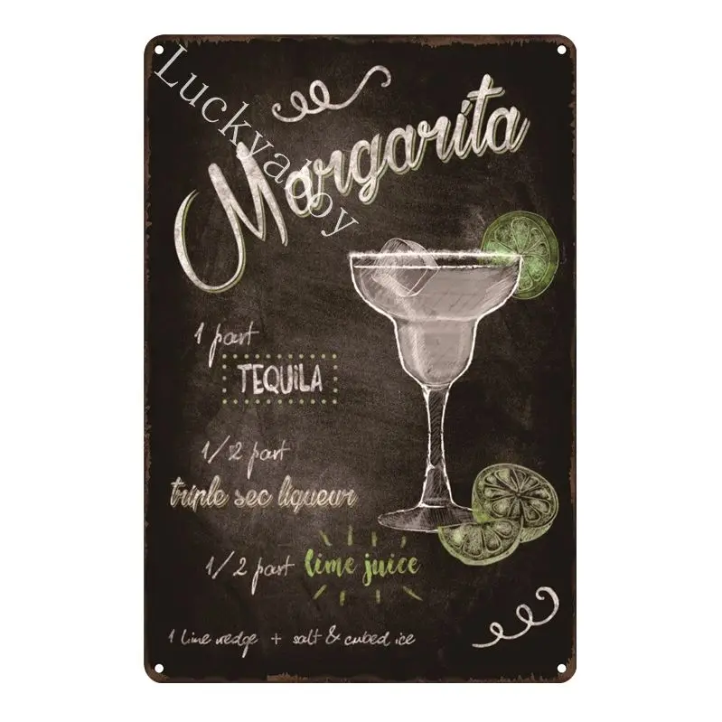 [Luckyaboy]Martini Mojito Cocktail Vintage Tin Signs Wall Plaque Custom Metal Painting Antique Gift home bar Pub Decor AL035 - Цвет: UV1556