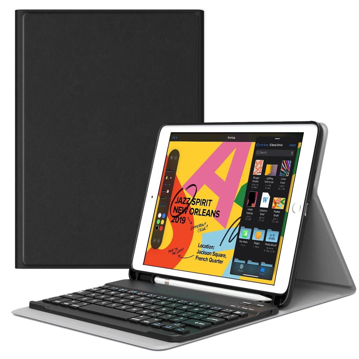 Чехол с клавиатурой для нового iPad 10,2 с держателем карандаша Apple, беспроводной чехол с клавиатурой для Apple нового iPad 7-го поколения