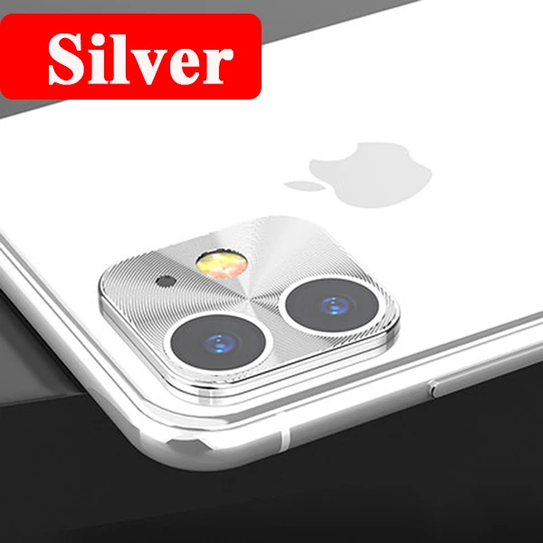 Silver Защита для объектива камеры кольцо на iPhone 11 Pro закаленное стекло для iPhone 11Pro MAX телефон металлический сплав Телефон задняя защита - Цвет: Silver