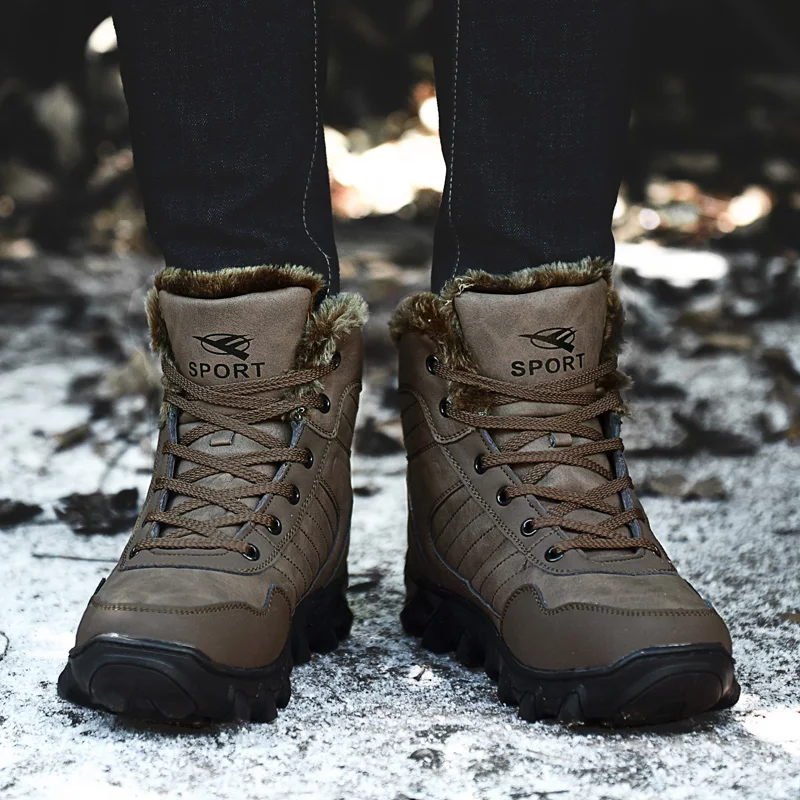 Зимние ботинки на меху для мужские кроссовки 9908 Мужская обувь для взрослых Повседневное качество Водонепроницаемый ботильоны на температуру до-30 градусов по Цельсию; теплые сапоги