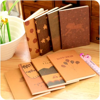 

Crayon Drawing Paper Cover Mini Notebook Apple Star Bear Cat 40 Sheets Blank Memo Notepad Book Portable Agenda Book School 6601