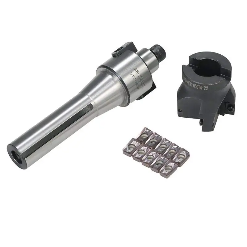 

ABSF 2 inch R8-FMB22 Shank Face Shell Mill Arbor+400R 50MM CNC End Milling Cutter+10pcs/box APMT1604 Carbide Inserts+T15 Wrench