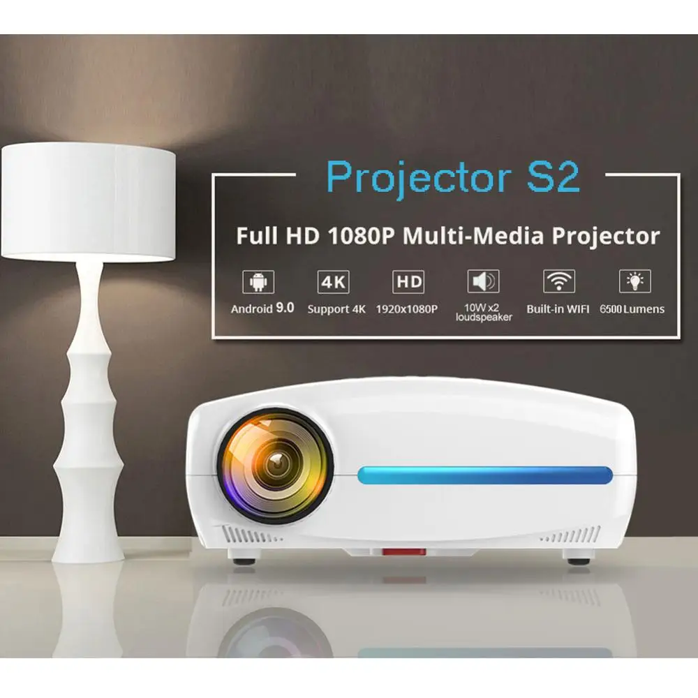 Светодиодный проектор S2 Wi Fi 4K Full HD 1080P Android 9 0 портативный видеопроектор для умного