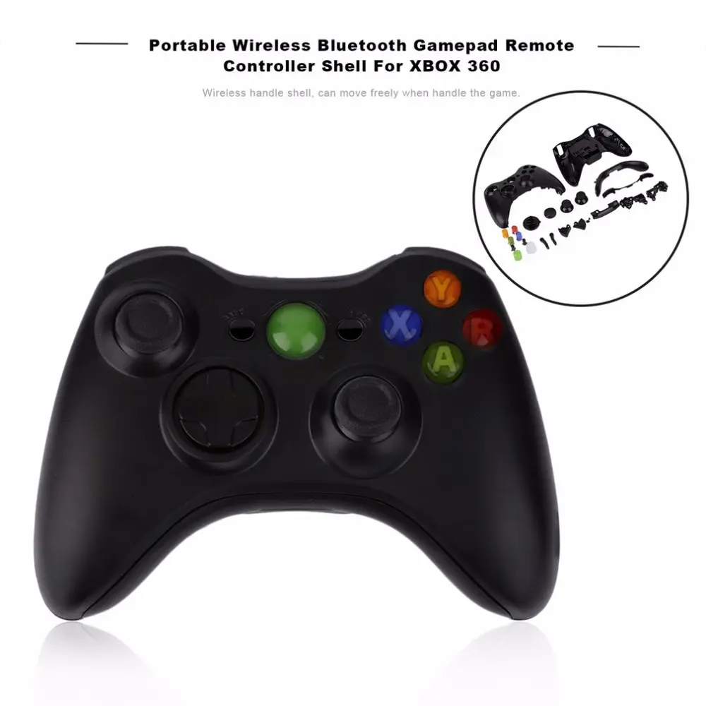 

Portable Wireless Gamepad Remote Controller Full Replacement Housing Shell + Buttons Set For XBOX 360 Black