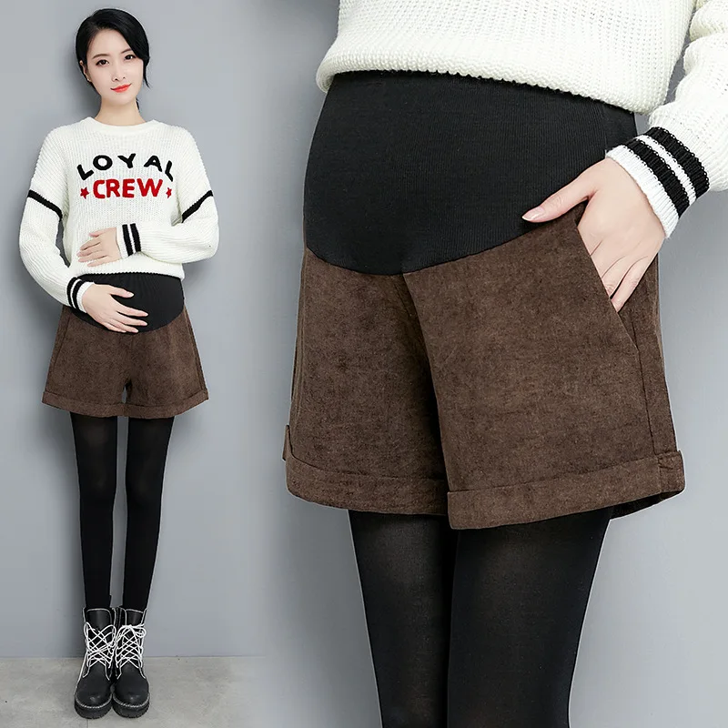 

Maternity Pants 2018 Autumn And Winter New Style Abdominal Support Shorts Versatile Wide-Leg Slimming Outer Wear Casual Suede Le