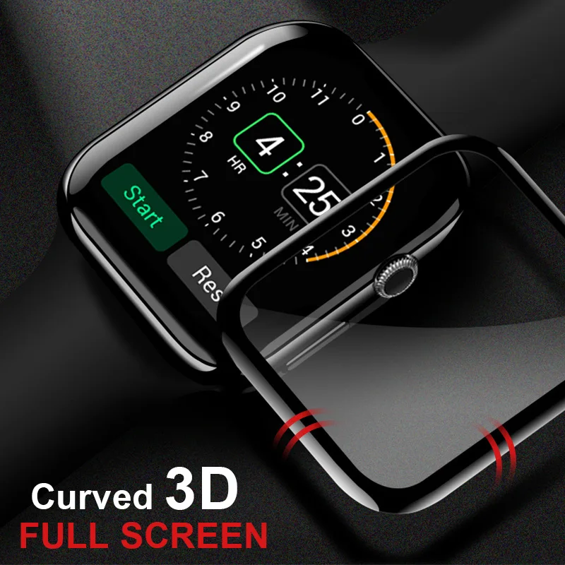 3D Curved Tempered Glass 9H Screen Protector Full Cover Coverage Film Guard For Apple Watch 41mm 45mm S7 Series 7 6 5 4 3 2 | Мобильные