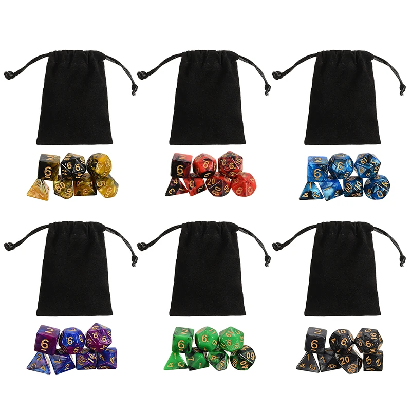 42Pcs Mixed Color Dice Polyhedral Dices For Dungeons & Dragons DND RPG Game Funny Dice Set with 6 Bags
