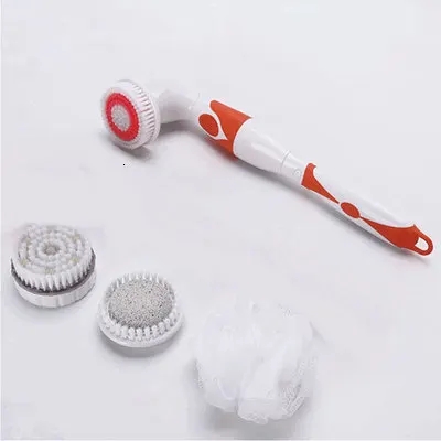 NEW 4-In-1 Electric Bath Brush Long Handle Waterproof Body Cleansing Brush Massage Home Shower Clean Spa System Health Care