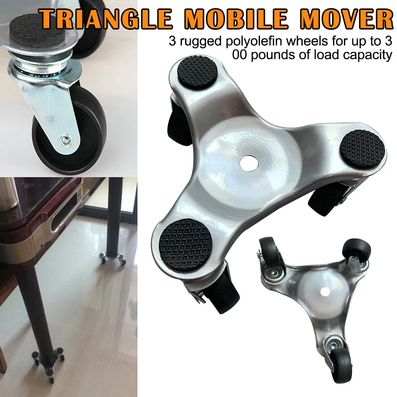 

6 Inch Steel Tri-Dolly 300 lb Load Capacity Sturdy Swivel for Home Shop Garage VJ-Drop