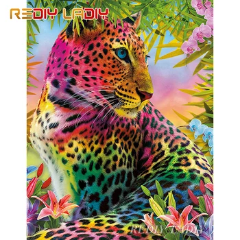 

Diamond Painting Color Leopard Full Round Diamond Embroidery Bead Cross Stitch Crystal Mosaic Pattern Diamond Dot Arts & Crafts
