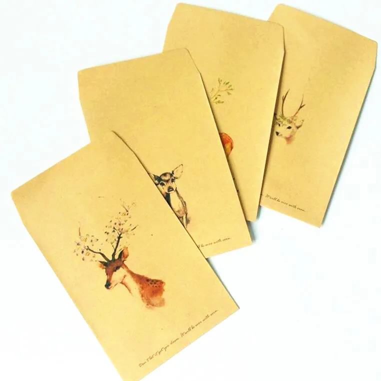 

10pcs/lot Loveky Deer series kraft paper envelopes Cute gift envelope for wedding Invitation envelopes