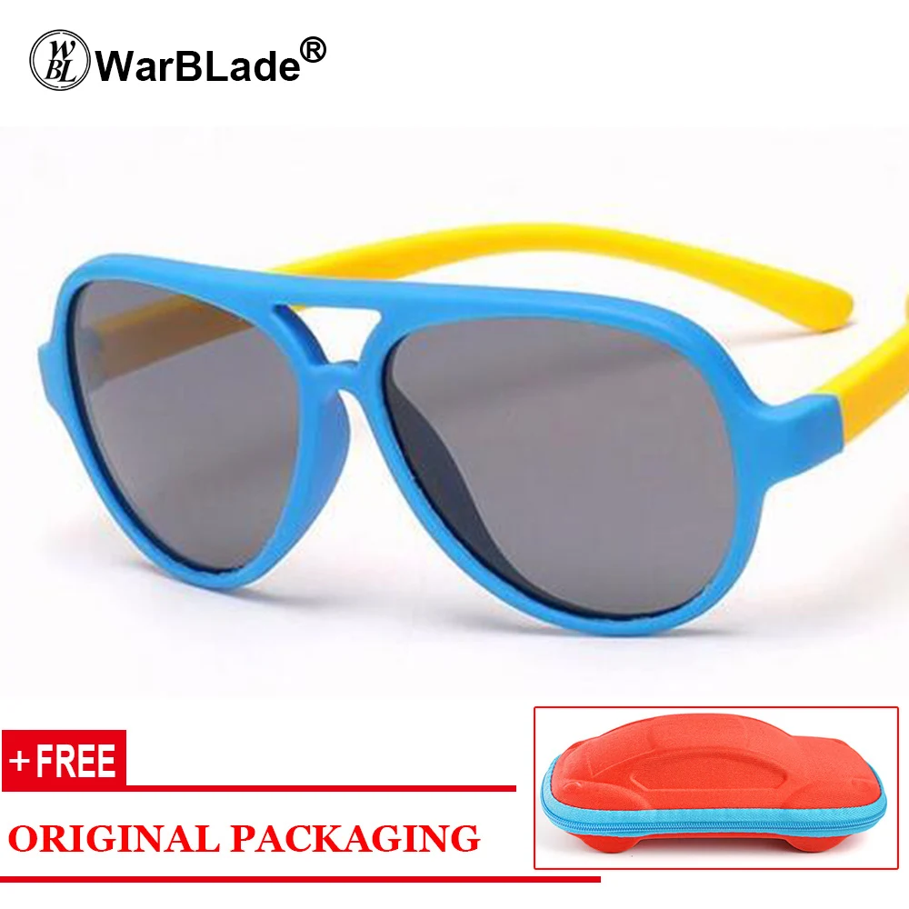 blue yellow WarBLade гибкие очки Детские поляризованные винтажные TR90 солнечные очки для мальчиков птички Мягкие силиконовые детские очки Наружные защитные очки - Цвет линз: blue yellow