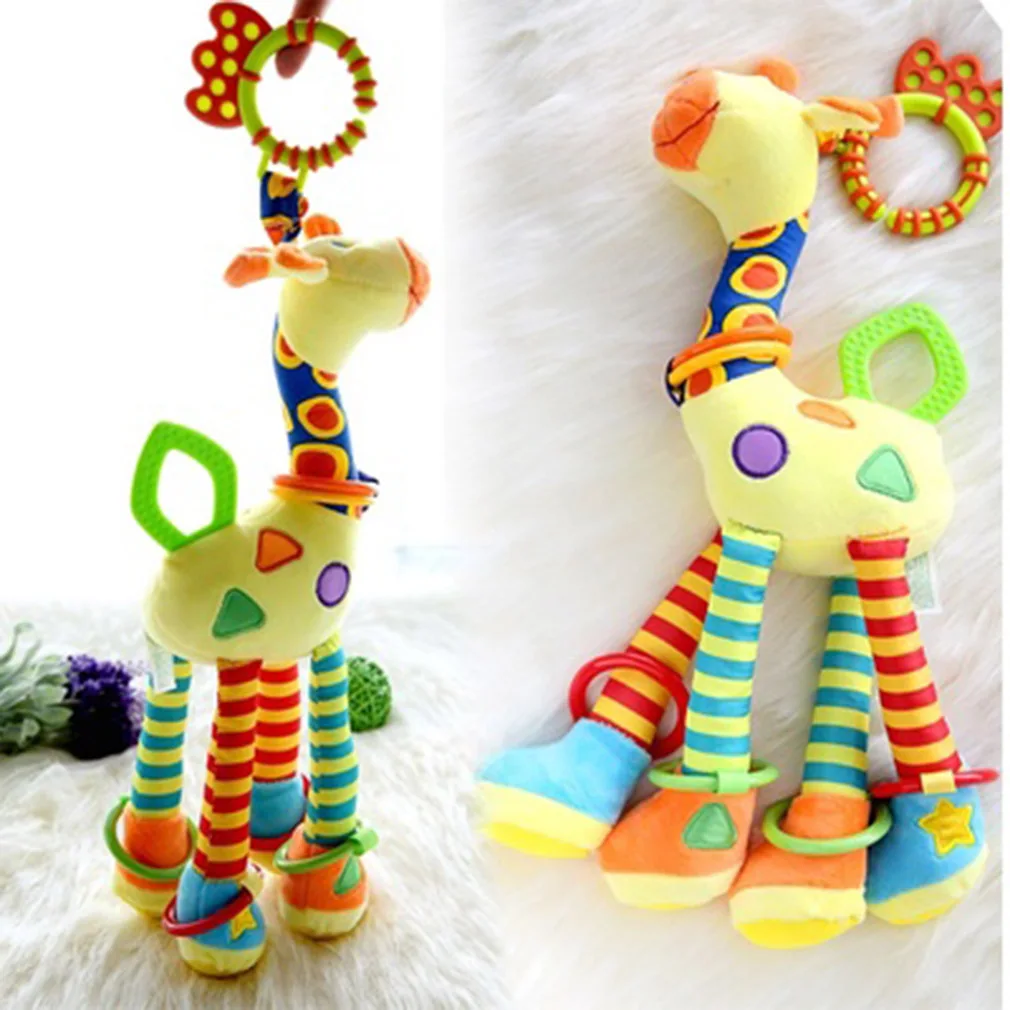 Новорожденная плюшевая игрушка коляска колокольчики мягкая подвесная игрушка животное жираф Колокольчик для ребенка игрушки кровать коляска детские мобильные Висячие погремушки