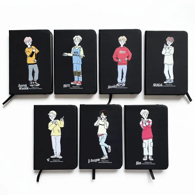 

KPOP Bangtan Boys Cartoon Travelers Notebook Notepad Pu School Supplies Pocketbook JK JIMIN JIN J-HOPE RM V SUGA Dream Glow