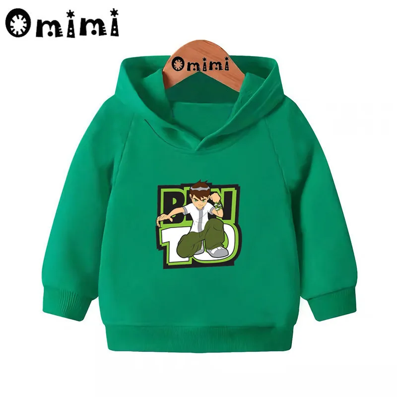 Толстовки с героями мультфильмов «Omnitrix Ben 10»; детские толстовки с капюшоном; крутой пуловер для малышей; топы для девочек и мальчиков; осенняя одежда; KMT5328 - Цвет: Green-5328E