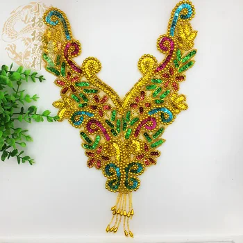 

Stage Costume Clothing Accessories DIY Sequin Flower Bead Flower Collar Corsage Big Bull Head Sequin Flower Gold Silver Color